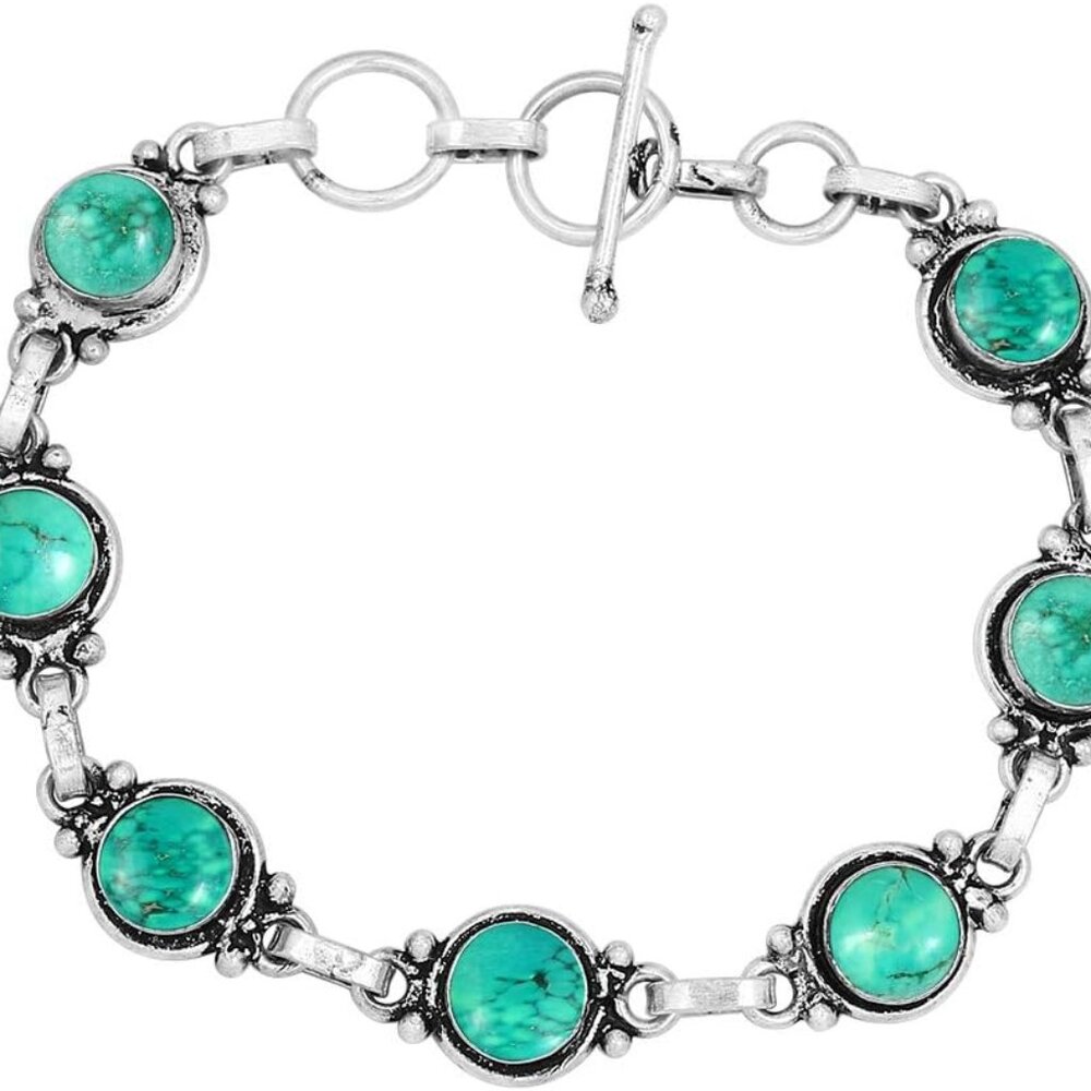 Round Shape Natural & Synthetic Gemstones Silver Plated Bracelets for Women - Vi - Picture 1 of 6